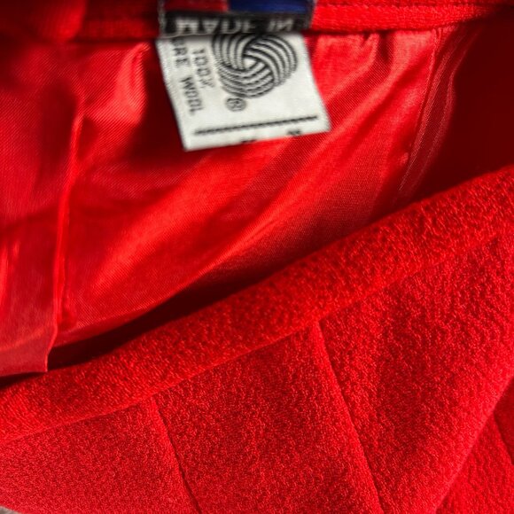 Women's Red Pure Wool Pencil Skirt Size 6 Lined Knee Length Career Made In USA - Picture 5 of 9